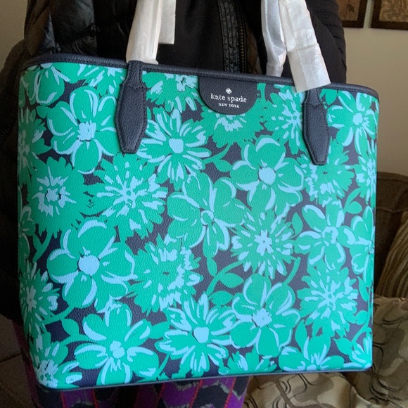kate spade Handbags - Authentic KATE SPADE leather Floral zip top tote Limited Edition
